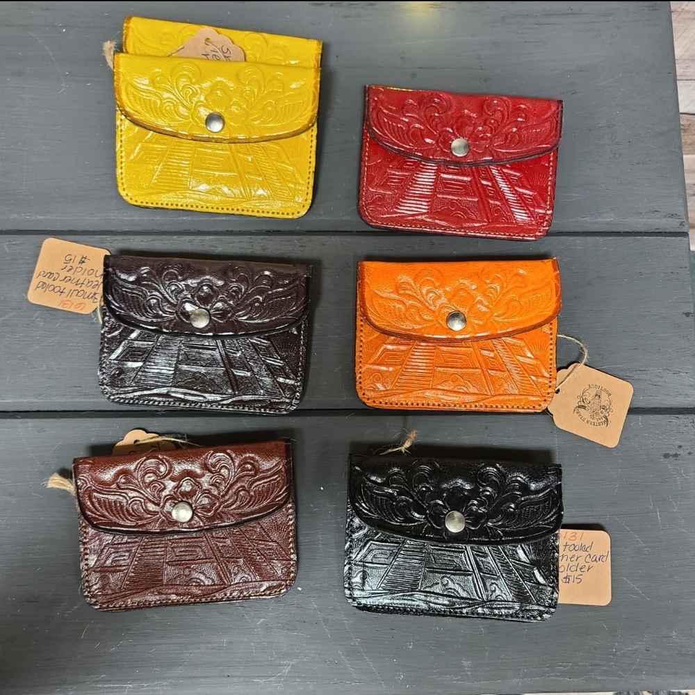 Small Leather tooled Card Holders